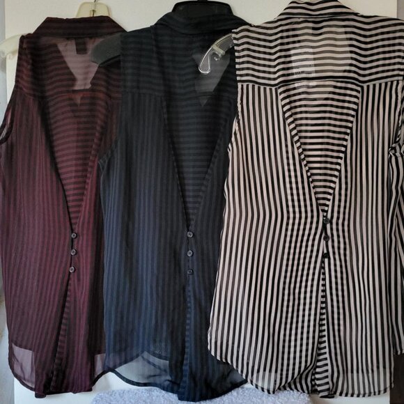 "FOREVER 21" BLUE & BLACK STRIPED SLEEVELESS SHIRT - NWOT - Picture 7 of 7